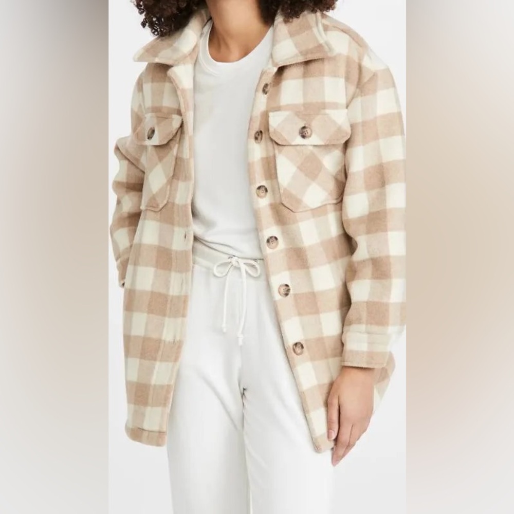 Line & Dot Plaid Jacket in Brown and Cream